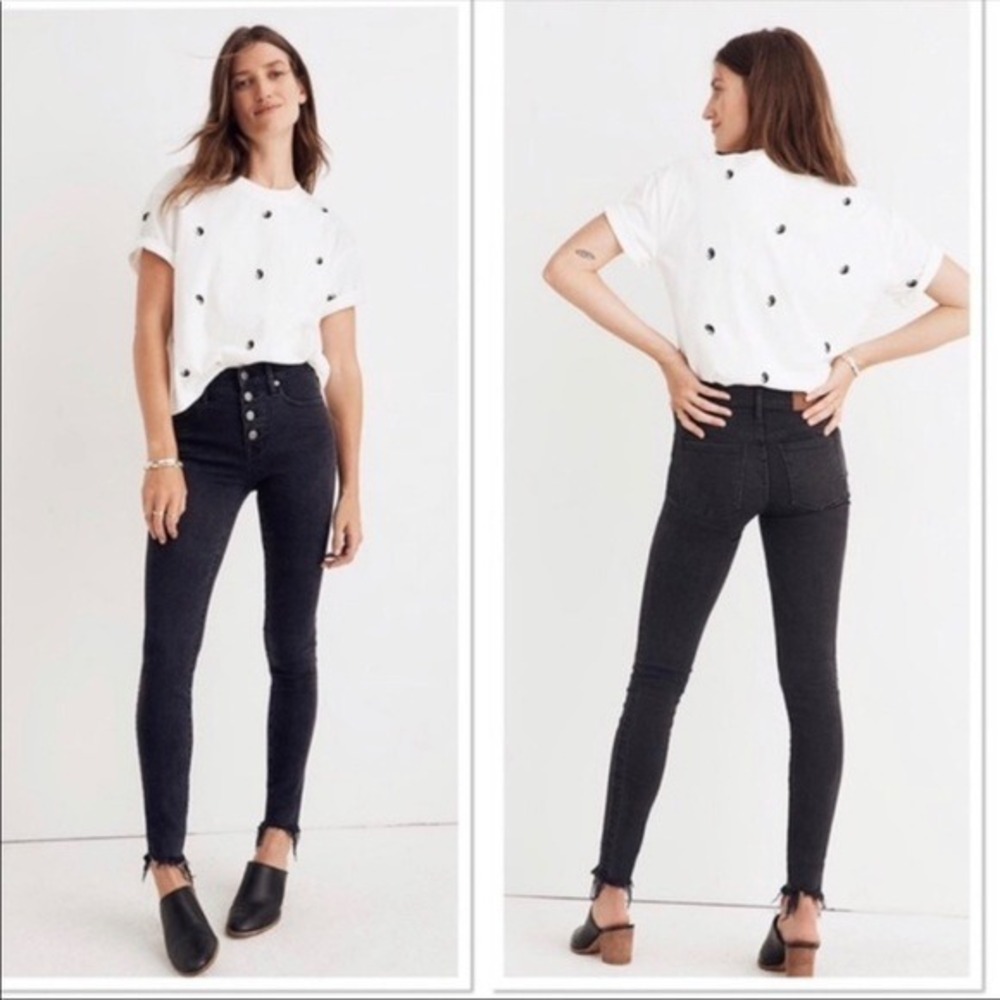 Madewell Womens 9" Mid-Rise Skinny Jeans Button Fly Gray Wash Size‎ 35 Plus 20